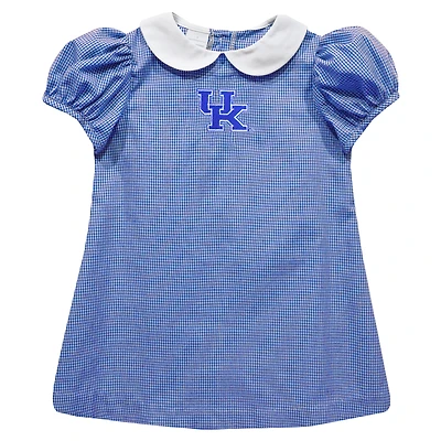 Girls Toddler Vive La Fete Royal Kentucky Wildcats Gingham Puffy A-Line Dress