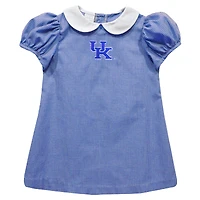 Girls Toddler Vive La Fete Royal Kentucky Wildcats Gingham Puffy A-Line Dress