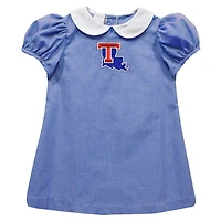 Girls Toddler Vive La Fete Royal Louisiana Tech Bulldogs Gingham Puffy A-Line Dress