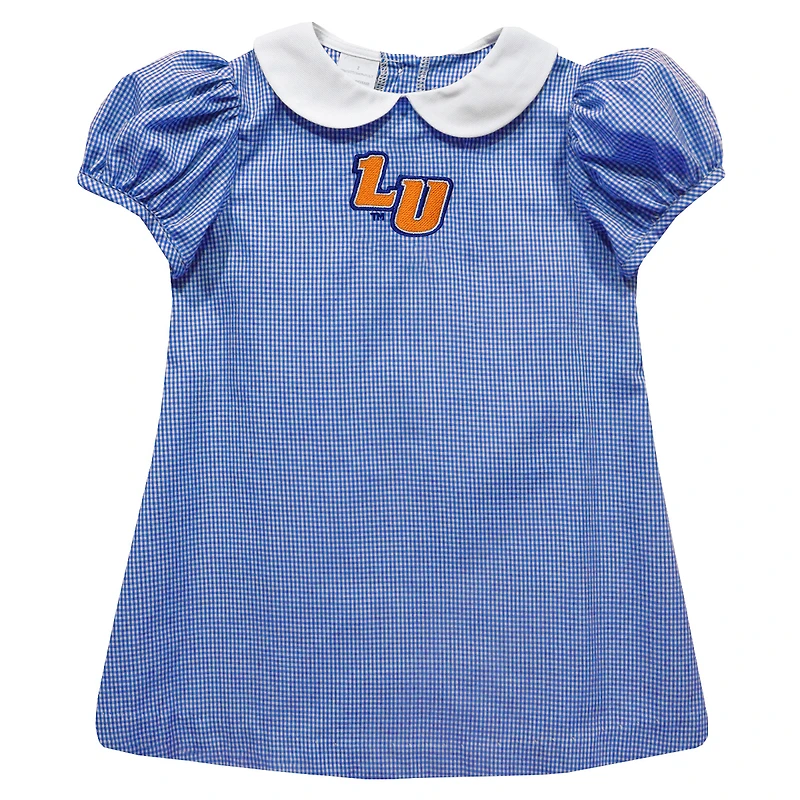 Girls Toddler Vive La Fete Blue Lincoln Lions Gingham Puffy A-Line Dress