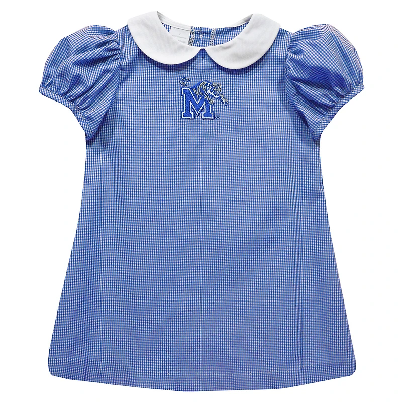 Girls Toddler Vive La Fete Royal Memphis Tigers Gingham Puffy A-Line Dress