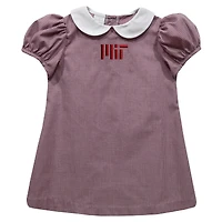 Girls Toddler Vive La Fete Maroon MIT Engineers Gingham Puffy A-Line Dress