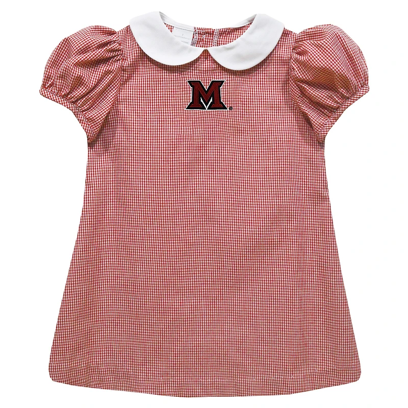 Girls Toddler Vive La Fete Red Miami University RedHawks Gingham Puffy A-Line Dress