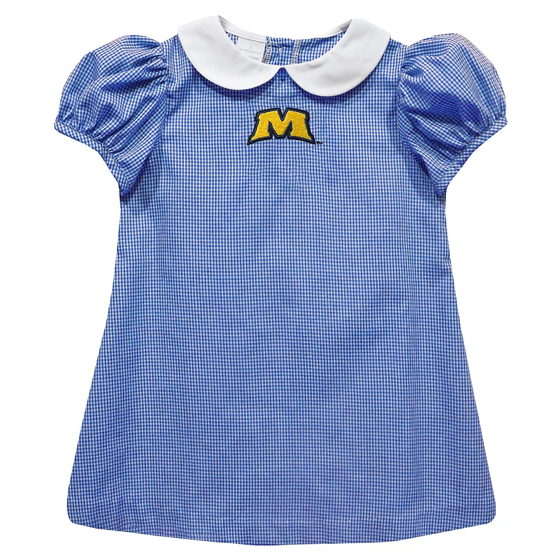Girls Toddler Vive La Fete Blue Morehead State Eagles Gingham Puffy A-Line Dress