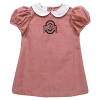 Girls Toddler Vive La Fete Scarlet Ohio State Buckeyes Gingham Puffy A-Line Dress