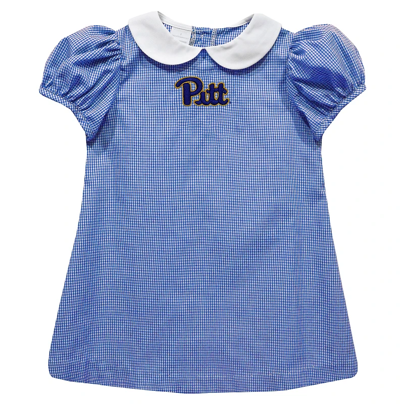 Girls Toddler Vive La Fete Blue Pitt Panthers Gingham Puffy A-Line Dress