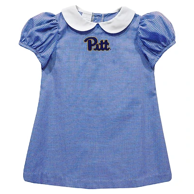 Girls Toddler Vive La Fete Blue Pitt Panthers Gingham Puffy A-Line Dress