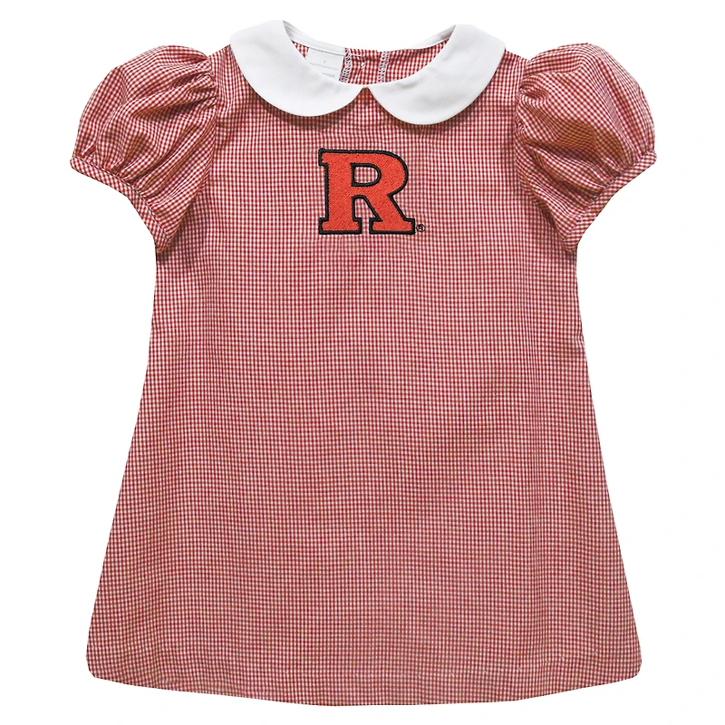 Girls Toddler Vive La Fete Scarlet Rutgers Scarlet Knights Gingham Puffy A-Line Dress
