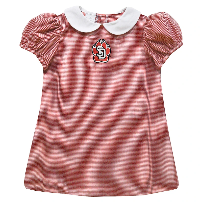 Girls Toddler Vive La Fete Red South Dakota Coyotes Gingham Puffy A-Line Dress