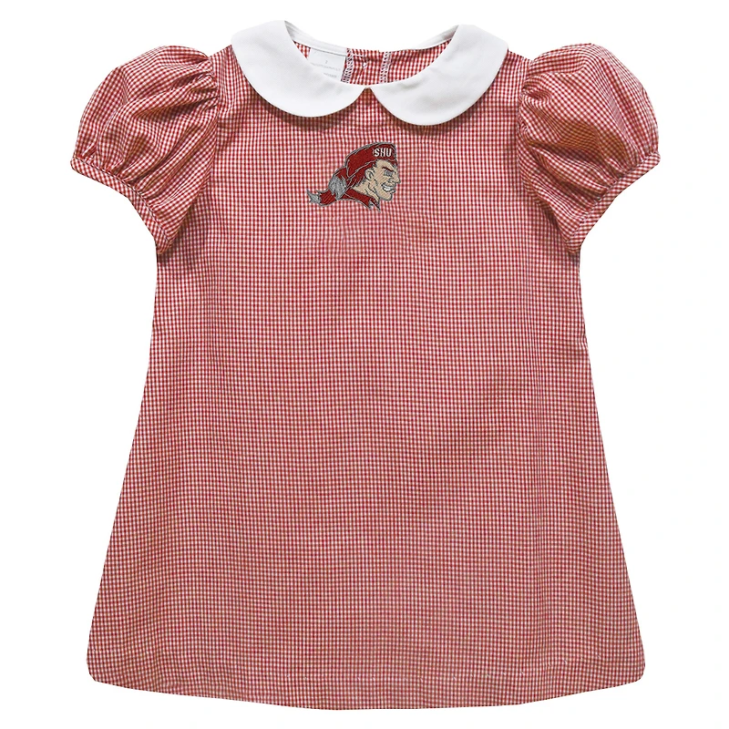 Girls Toddler Vive La Fete Red Sacred Heart Pioneers Gingham Puffy A-Line Dress