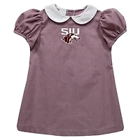 Girls Toddler Vive La Fete Maroon Southern Illinois Salukis Gingham Puffy A-Line Dress