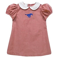 Girls Toddler Vive La Fete Red SMU Mustangs Gingham Puffy A-Line Dress