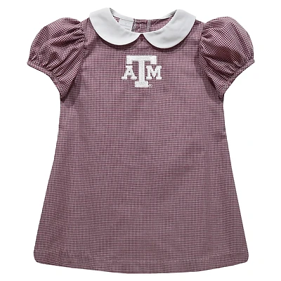 Girls Toddler Vive La Fete Maroon Texas A&M Aggies Gingham Puffy A-Line Dress