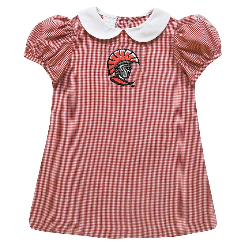 Girls Toddler Vive La Fete Red Tampa Spartans Gingham Puffy A-Line Dress