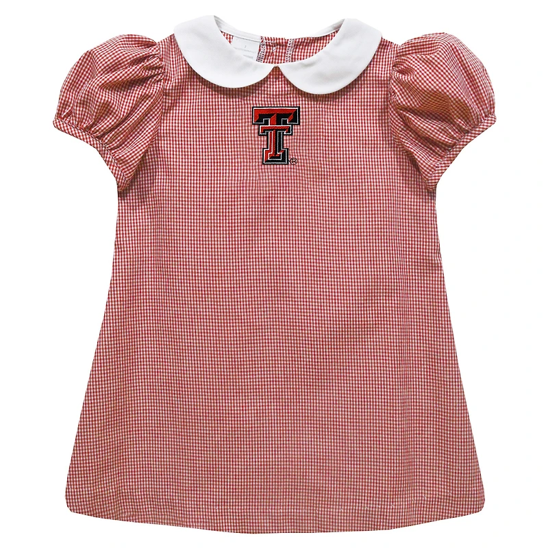 Girls Toddler Vive La Fete Red Texas Tech Red Raiders Gingham Puffy A-Line Dress