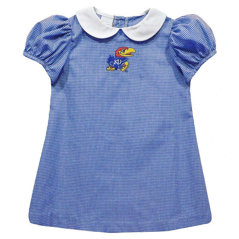 Girls Toddler Vive La Fete Royal Kansas Jayhawks Gingham Puffy A-Line Dress