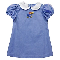 Girls Toddler Vive La Fete Royal Kansas Jayhawks Gingham Puffy A-Line Dress