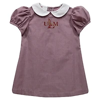 Girls Toddler Vive La Fete Maroon ULM Warhawks Gingham Puffy A-Line Dress
