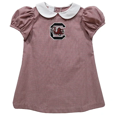 Girls Toddler Vive La Fete Maroon South Carolina Gamecocks Gingham Puffy A-Line Dress