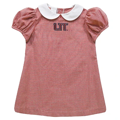 Girls Toddler Vive La Fete Red Utah Tech Trailblazers Gingham Puffy A-Line Dress