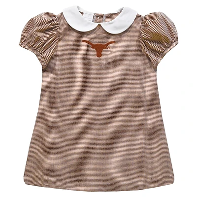 Girls Toddler Vive La Fete Orange Texas Longhorns Gingham Puffy A-Line Dress