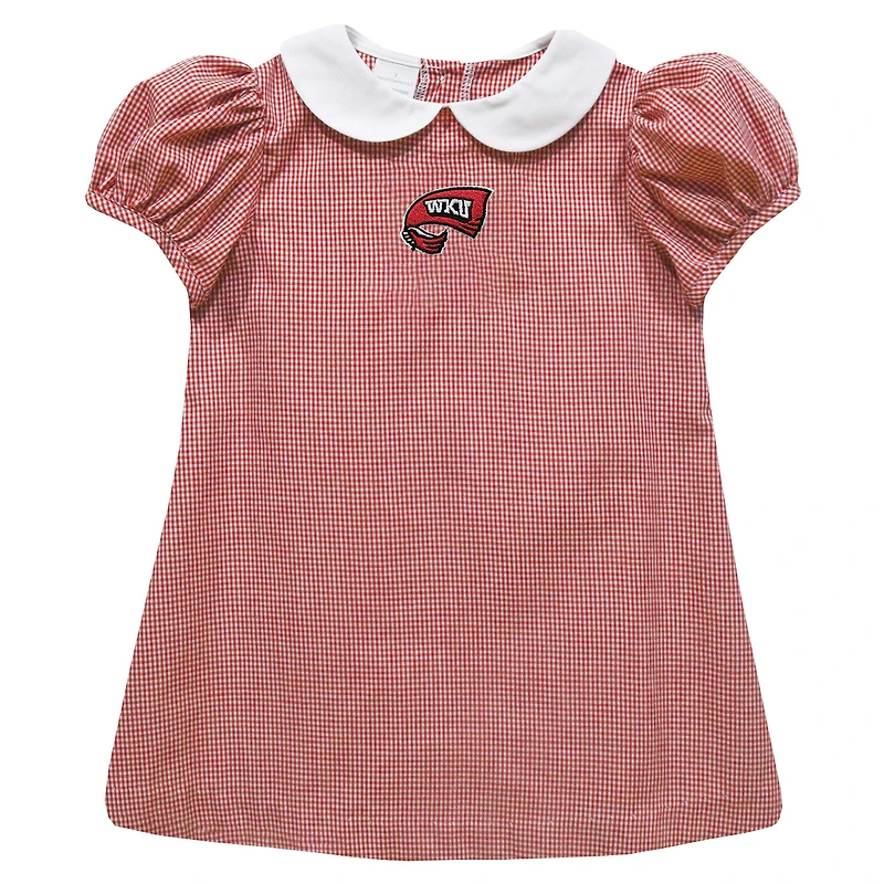 Girls Toddler Vive La Fete Red Western Kentucky Hilltoppers Gingham Puffy A-Line Dress