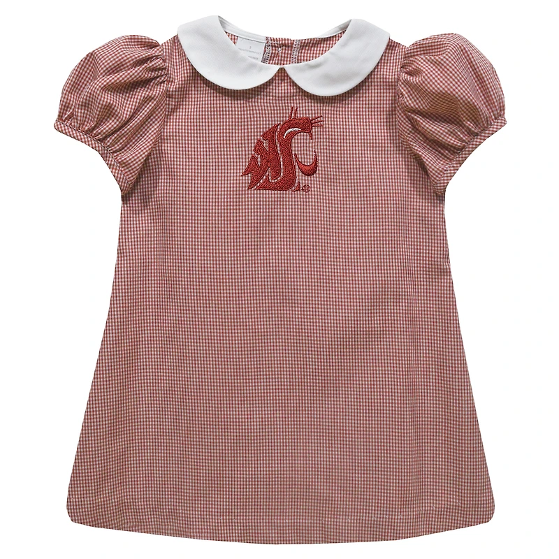 Girls Toddler Vive La Fete Crimson Washington State Cougars Gingham Puffy A-Line Dress