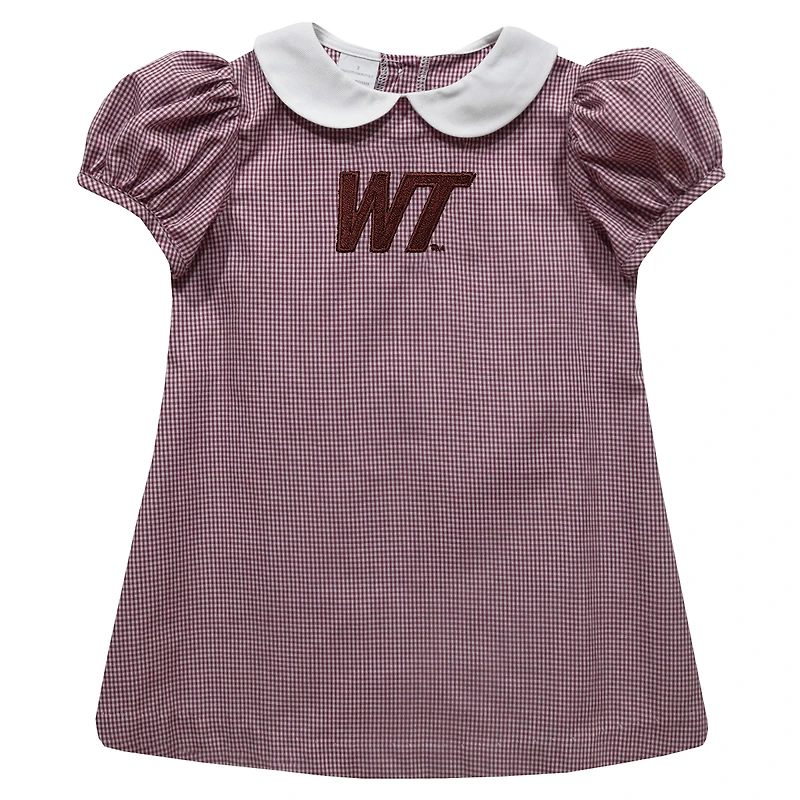 Girls Toddler Vive La Fete Maroon West Texas A&M Buffaloes Gingham Puffy A-Line Dress