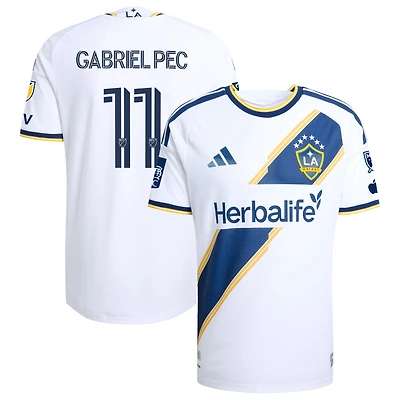 Men's adidas Gabriel Pec White LA Galaxy 2026 The VeloCITY Kit On-Field Authentic Patch Jersey