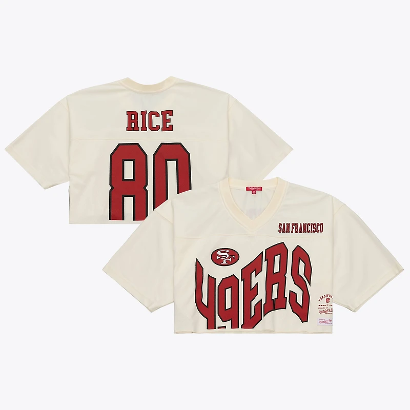 Women's Mitchell & Ness Jerry Rice Cream San Francisco 49ers Retired Player Cropped Fashion Jersey