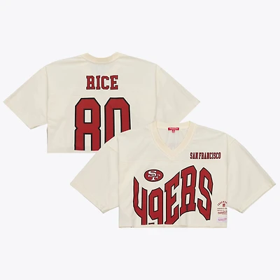 Women's Mitchell & Ness Jerry Rice Cream San Francisco 49ers Retired Player Cropped Fashion Jersey