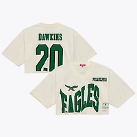 Women's Mitchell & Ness Brian Dawkins Cream Philadelphia Eagles Retired Player Cropped Fashion Jersey