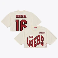 Women's Mitchell & Ness Joe Montana Cream San Francisco 49ers Retired Player Cropped Fashion Jersey