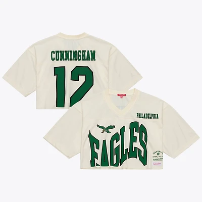 Women's Mitchell & Ness Randall Cunningham Cream Philadelphia Eagles Retired Player Cropped Fashion Jersey