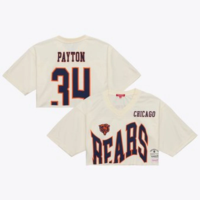 Women's Mitchell & Ness Walter Payton Cream Chicago Bears Retired Player Cropped Fashion Jersey