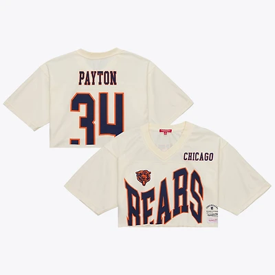 Women's Mitchell & Ness Walter Payton Cream Chicago Bears Retired Player Cropped Fashion Jersey