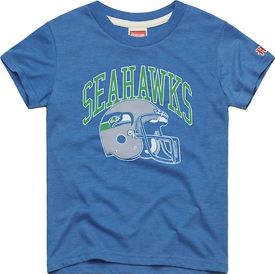 Toddler Homage  Royal Seattle Seahawks Helmet Retro Tri-Blend T-Shirt