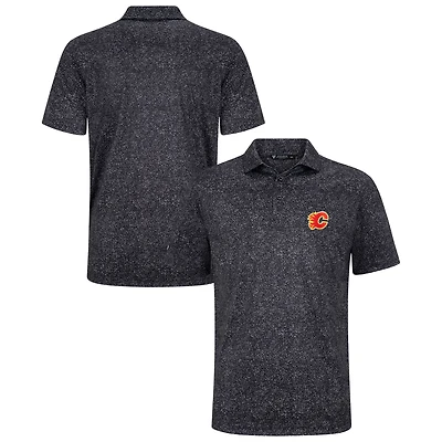 Men's Levelwear Black Calgary Flames Speckle Polo
