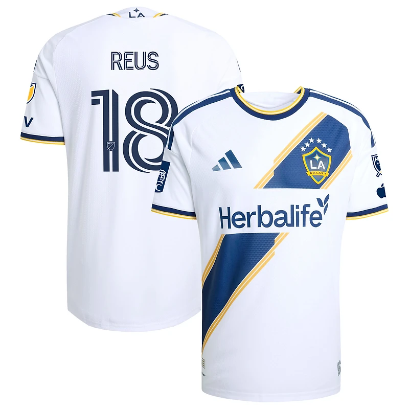 Men's adidas Marco Reus White LA Galaxy 2026 The VeloCITY Kit On-Field Authentic Patch Jersey