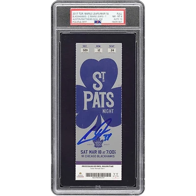 Auston Matthews Toronto Maple Leafs Autographed Rookie Season PSA Authenticated 8/10 Ticket from March 18, 2017