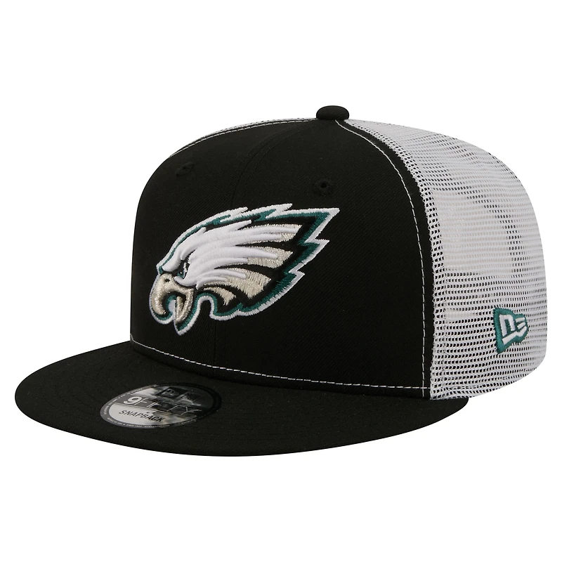 Men's New Era  Black Philadelphia Eagles Core Team 9FIFTY Trucker Snapback Hat