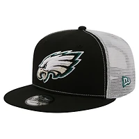 Men's New Era  Black Philadelphia Eagles Core Team 9FIFTY Trucker Snapback Hat