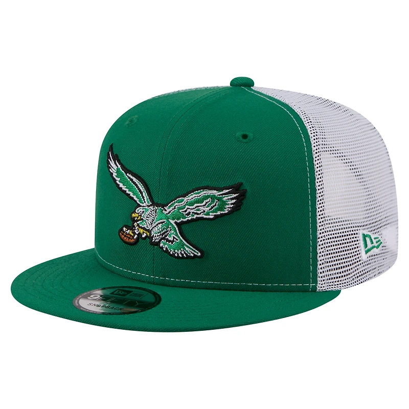 Men's New Era  Kelly Green Philadelphia Eagles Core Team 9FIFTY Trucker Snapback Hat