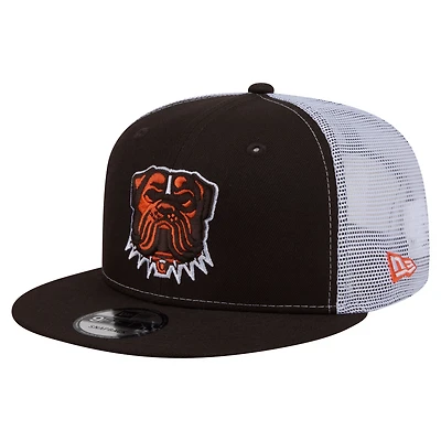 Men's New Era Brown Cleveland Browns Core Team 9FIFTY Trucker Snapback Hat