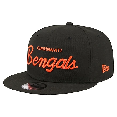 Men's New Era  Black Cincinnati Bengals Core Team Script 9FIFTY Snapback Hat