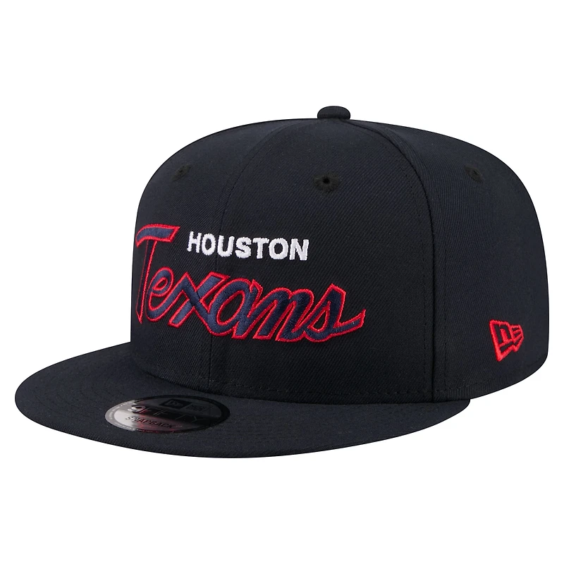Men's New Era  Navy Houston Texans Core Team Script 9FIFTY Snapback Hat