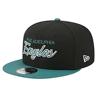 Men's New Era  Black Philadelphia Eagles Core Team Script 9FIFTY Snapback Hat