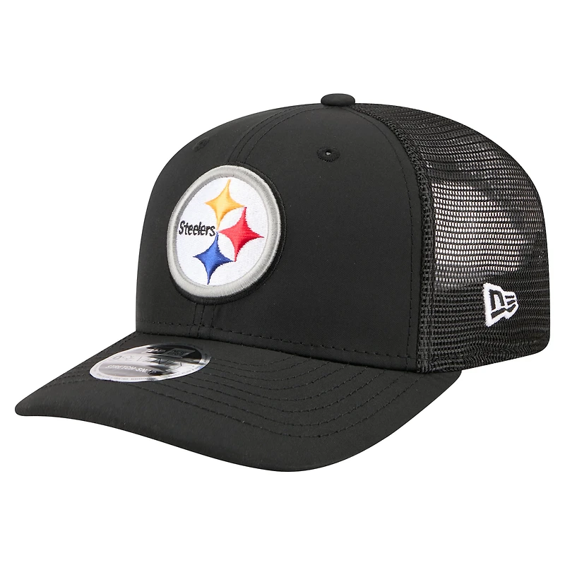 Men's New Era  Black Pittsburgh Steelers 9SEVENTY Trucker Adjustable Hat