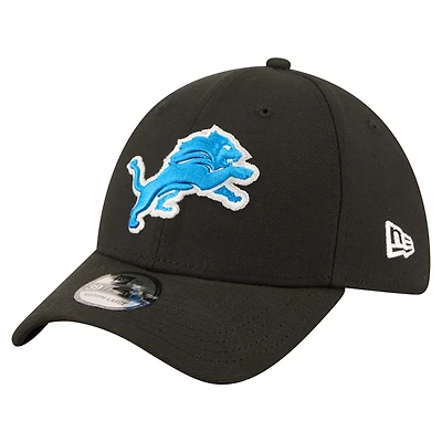 Men's New Era  Black Detroit Lions Core Team 39THIRTY Flex Hat