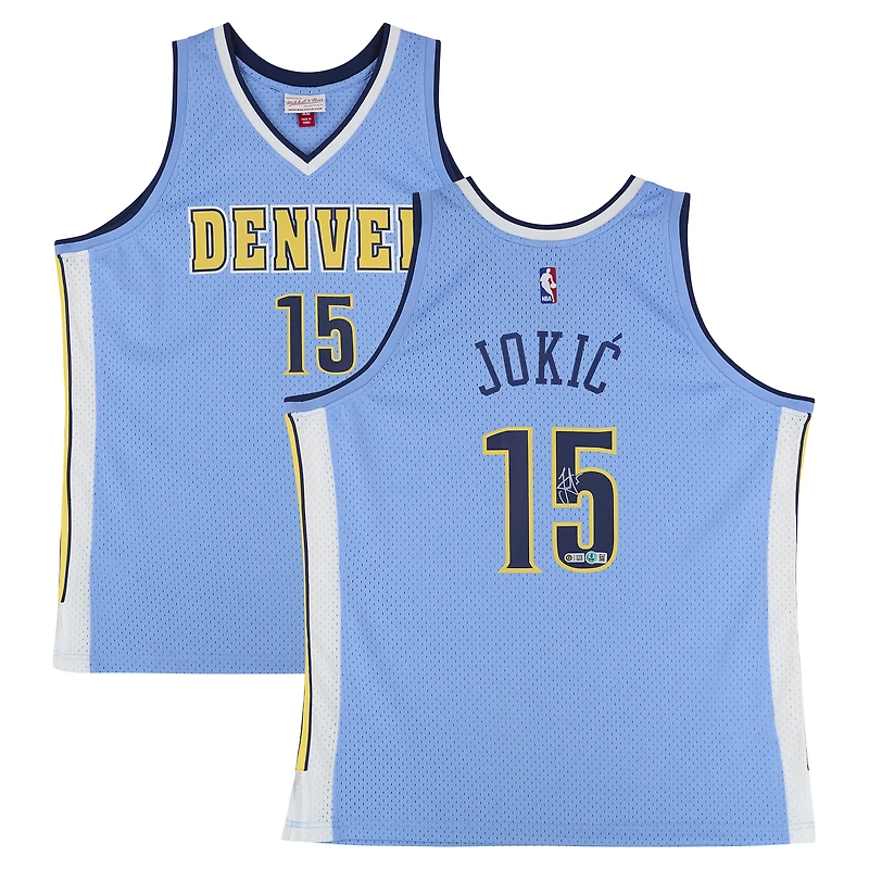 Nikola Jokić Denver Nuggets Autographed Light Blue Mitchell & Ness 2016-17 Swingman Jersey - BAS